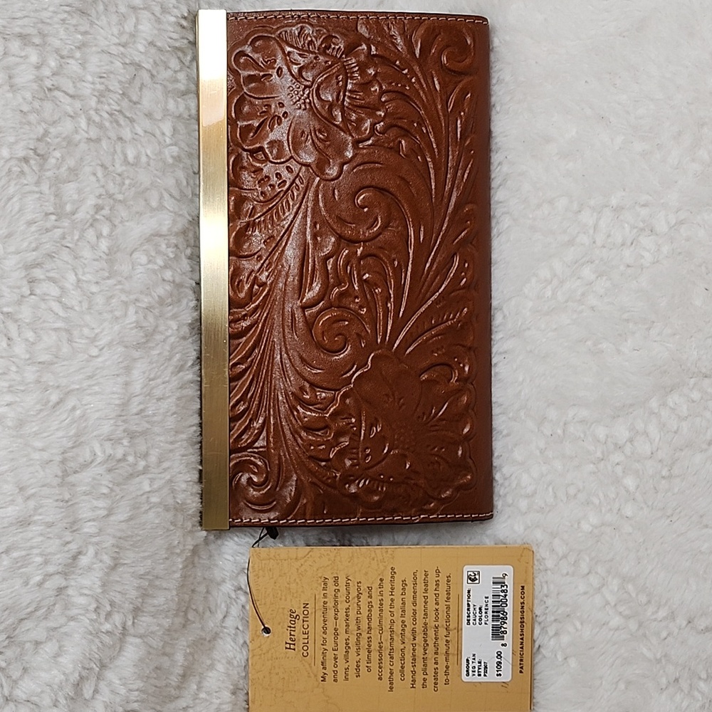 NWT Patricia Nash Cauchy Tooed Leather Frame Wallet Tan  Florence color pattern - Picture 5 of 16